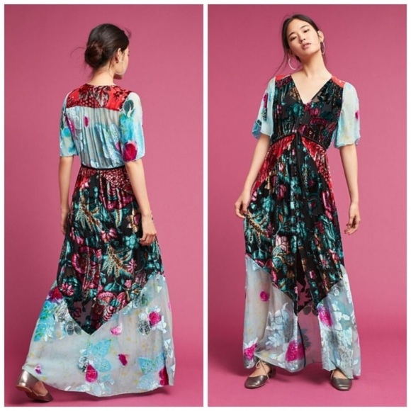 Anthropologie Evensong Burnout Velvet Maxi Dress - Picture 3 of 8